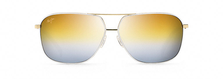 Maui Jim Kami polarised aviator sunglasses Gold with White - Eyecare Plus Tamworth